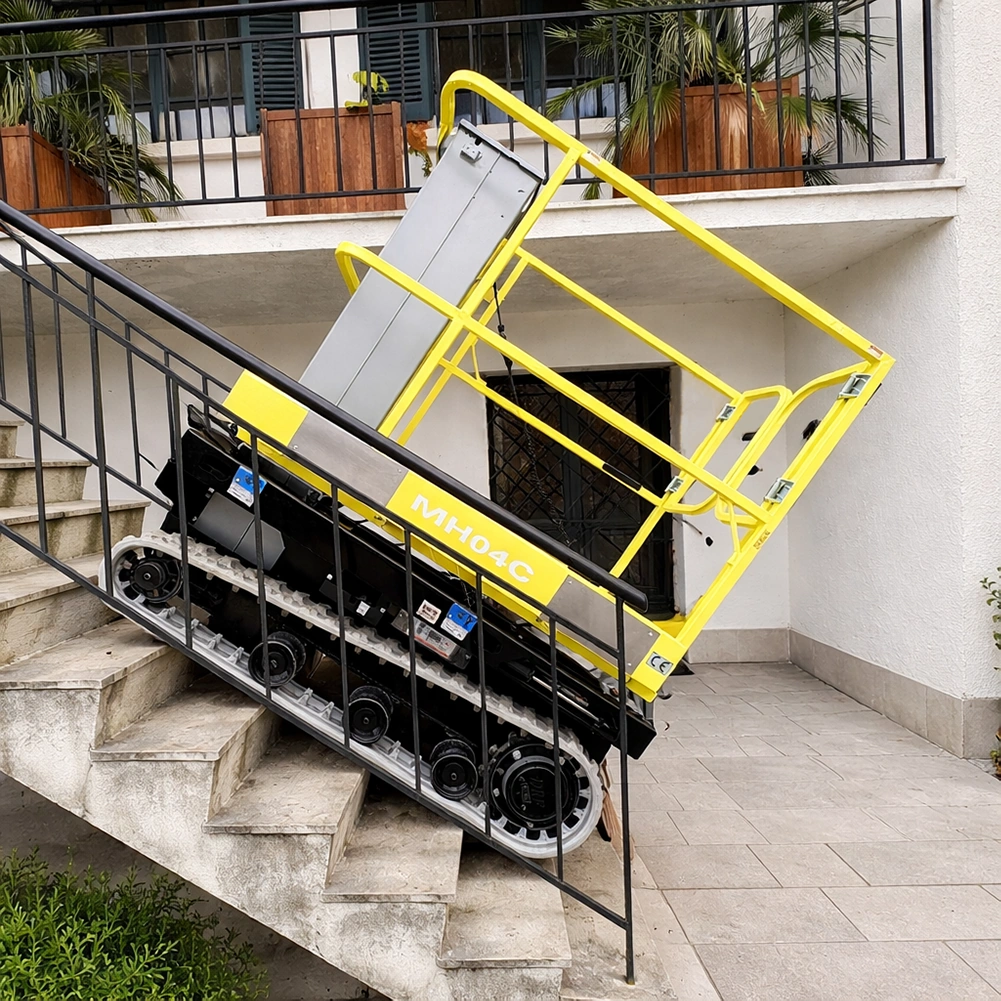 Nacelle sur chenilles professionnelle Zentrax Microlev 400 - Vue en situation dans les escaliers